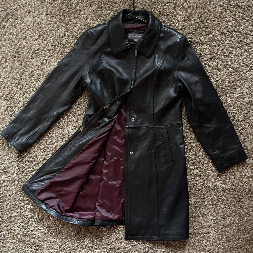 Liz Claiborne Women's Black Leather Coat